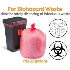 ™ 30-33 Gallon Biohazard Bags, Low Density, 1.3 Mil, Red, 150 Bags/Box (CW57395)<Coastwide Professional Best