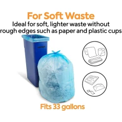 ™ 33 Gallon Recycling Bags, High Density, 14 Mic., Blue, 250 Bags/Box (CW25529)<Coastwide Professional Outlet