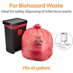 ™ 40-45 Gallon Biohazard Bags, Low Density, 1.3 Mil, Red, 200 Bags/Box (CW50713)<Coastwide Professional Online