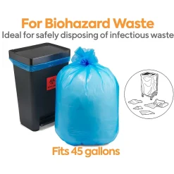 ™ 40-45 Gallon Biohazard Bag, Low Density, 1.3 mil, Blue, 150 Bags/Box (CW50712)<Coastwide Professional Hot