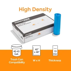 ™ 40-45 Gallon Recycling Bags, High Density, 19 Mic., Blue, 200 Bags/Box (CW57402)<Coastwide Professional Outlet