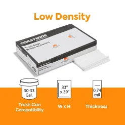 ™ 30-33 Gallon Trash Bag, 33" x 39", Low Density, 0.74 mil, White, 150 Bags/Box (CW18185)<Coastwide Professional Online