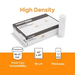 ™ 40-45 Gallon Trash Bag, 40" x 48", High Density, 12 mic, Natural, 250 Bags/Box (CW18203)<Coastwide Professional Outlet