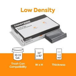 ™ 30-33 Gallon Trash Bag, 33" x 40", Low Density, 1.5 mil, Silver, 100 Bags/Box (CW18186)<Coastwide Professional New