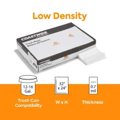 ™ 12-16 Gallon Trash Bag, 32" x 24", Low Density, 0.7 mil, Clear, 250 Bags/Box (CW18210)<Coastwide Professional Clearance