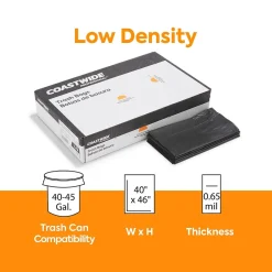 ™ 40-45 Gallon Trash Bag, 40" x 46", Low Density, 0.65, Black, 125 Bags/Box (CW18191)<Coastwide Professional Outlet