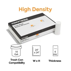 ™ 10 Gallon Trash Bag, 24" x 24", High Density, 6 mic, Natural, 1000 Bags/Box (CW18195)<Coastwide Professional Hot