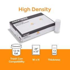 ™ 12-16 Gallon Trash Bag, 24" x 33", High Density, 13 mic, Natural, 500 Bags/Box (CW57406)<Coastwide Professional Sale