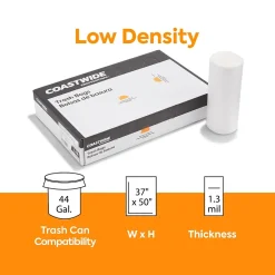 ™ AccuFit 44 Gallon Trash Bag, 37" x 50", Low Density, 1.3 mil, Clear, 100 Bags/Box (CW25526)<Coastwide Professional