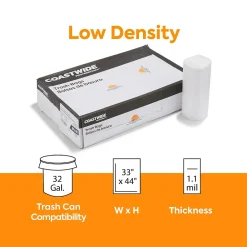 ™ AccuFit 32 Gallon Trash Bag, 33" x 44", Low Density, 1.1 mil, Clear, 200 Bags/Box (CW22750)<Coastwide Professional Online