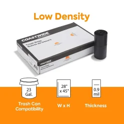 ™ AccuFit 23 Gallon Trash Bag, 28" x 45", Low Density, 0.9 mil, Black, 200 Bags/Box (CW22932)<Coastwide Professional New