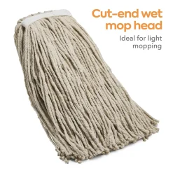 ™ Cut-End Wet Mop Head, #32, Cotton, 1" Headband, White (CW57745)<Coastwide Professional Outlet