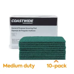 ™ Medium Duty Scouring Pad, Green, 10/Pack (CW56787)<Coastwide Professional Outlet