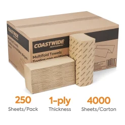 Coastwide Professional ™ Multifold Paper Towels, 1-ply, 250 Sheets/Pack, 16 Packs/Carton (CW21819)