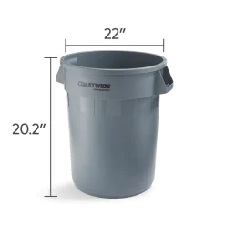 ™ Plastic Trash Can with no Lid, Gray, 32 Gal. (CW50716)<Coastwide Professional New