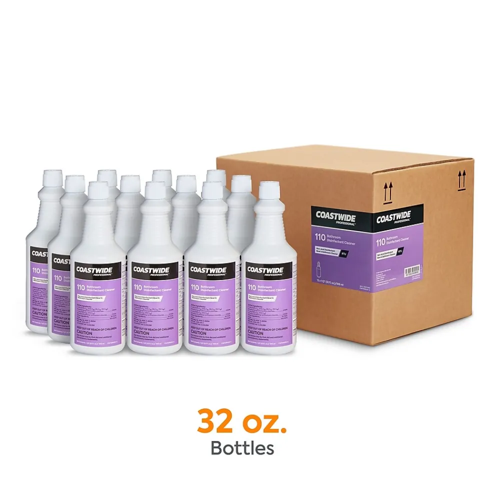 Restroom Cleaner Non-Acid Disinfectant Bathroom Cleaner, 32 Oz., 12/Carton (CW110RU32-ACT)<Coastwide Professional