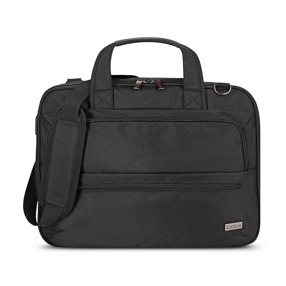 Fortis 14.1" Polyester PU PVC Laptop Briefcase, Black (FOR302-4)<CODi New