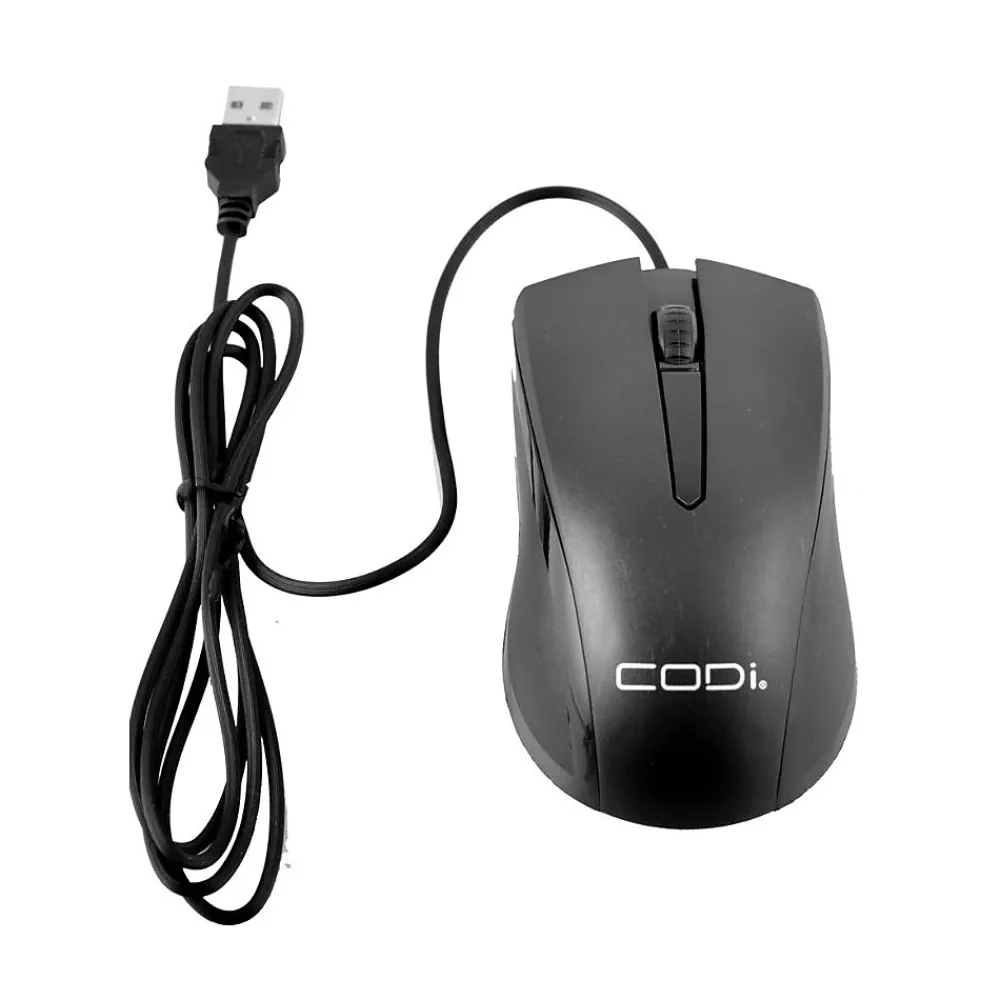 Clearance CODi Wired Ambidextrous Optical Desktop Mouse, Black (A05017)