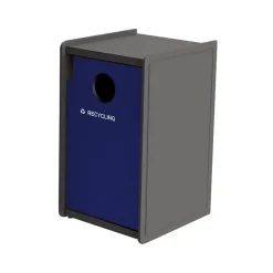 EarthCraft Single-Stream Recycling Station, 32-Gallon, Gray/Blue (71SLFR32-02151)<Commercial Zone Online