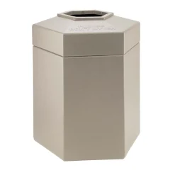 Products® PolyTec Series 45gal Hex Waste Container, Beige (737202)<Commercial Zone Best