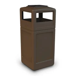 Products® PolyTec Series 42gal Square Trash Can with Ashtray Dome Lid, Brown (73303799)<Commercial Zone Hot