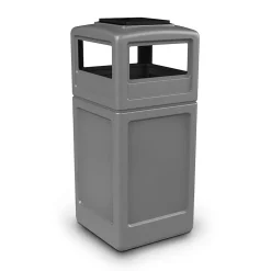 Products PolyTec Series Square Trash Can with Ashtray Dome Lid, Gray, 42 Gal. (73300399)<Commercial Zone Clearance