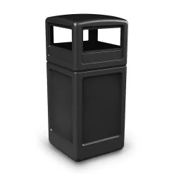 Products® PolyTec Series 42gal Square Trash Can with Dome Lid, Black (73290199)<Commercial Zone Sale