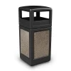 Products® 42gal Square StoneTec® Trash Can with Dome Lid, Black with Riverstone Panels (72045299)<Commercial Zone Online