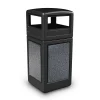 Products StoneTec 42 Gallon Square Trash Can with Dome Lid, Black with Pepperstone Panels (72041399)<Commercial Zone New