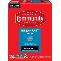 Community Coffee Breakfast Blend Coffee Keurig® K-Cup® Pods, Medium Roast, 24/Box (5000374324)