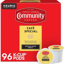 Community Coffee Cafe Special Coffee, Keurig K-Cup Pod, Medium-Dark Roast, 96/Carton (5000374325CT)