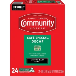 Community Coffee Cafe Special Decaf Coffee, Keurig K-Cup Pod, Medium-Dark Roast, 96/Carton (5000374327CT)