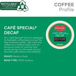 Community Coffee Cafe Special Decaf Coffee, Keurig K-Cup Pod, Medium-Dark Roast, 96/Carton (5000374327CT)