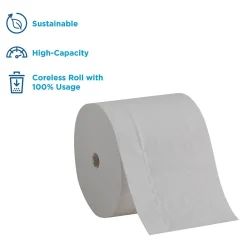 Recycled Coreless Toilet Paper, 2-Ply, White, 1000 Sheets/Roll, 36 Rolls/Carton (19375)<Compact Sale