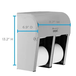 Compact 4-Roll Quad Coreless Toilet Paper Dispenser by GP PRO, Stainless Steel (56748)<Georgia-Pacific Best