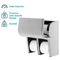 Compact 4-Roll Quad Coreless Toilet Paper Dispenser by GP PRO, Stainless Steel (56748)<Georgia-Pacific Best