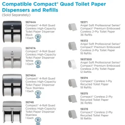 Compact 4-Roll Quad Coreless Toilet Paper Dispenser by GP PRO, Faux Stainless (56746A)<Georgia-Pacific Sale