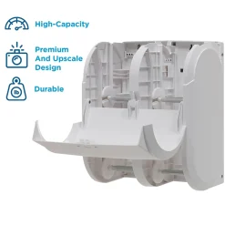 Compact 4-Roll Quad Coreless Toilet Paper Dispenser by GP PRO, White (56747A)<Georgia-Pacific