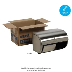 2-Roll Side-by-Side Coreless Toilet Paper Dispenser by GP PRO, Stainless (56798)<Compact Clearance