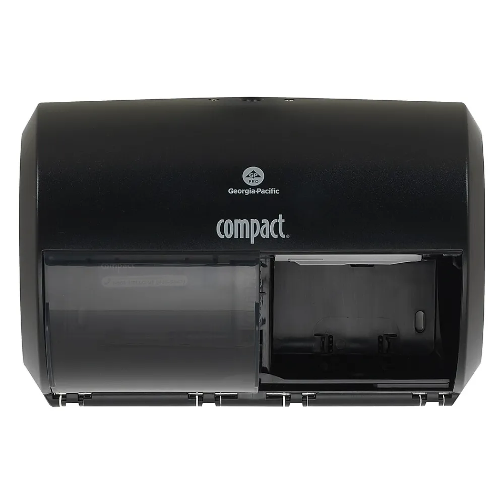 Compact 2-Roll Side-by-Side Coreless Toilet Paper Dispenser by GP PRO, Black (56784A)<Georgia-Pacific Clearance