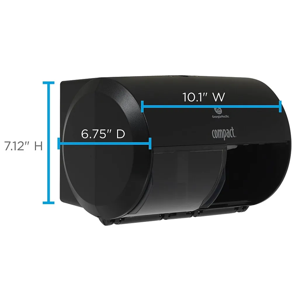Compact 2-Roll Side-by-Side Coreless Toilet Paper Dispenser by GP PRO, Black (56784A)<Georgia-Pacific Clearance