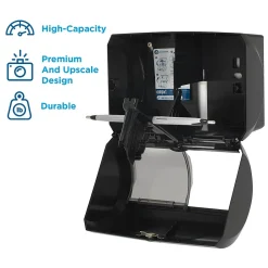Compact 2-Roll Side-by-Side Coreless Toilet Paper Dispenser by GP PRO, Black (56784A)<Georgia-Pacific Clearance