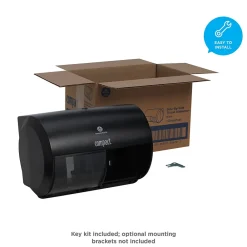 Compact 2-Roll Side-by-Side Coreless Toilet Paper Dispenser by GP PRO, Black (56784A)<Georgia-Pacific Clearance