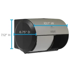 Compact 2-Roll Side-by-Side Coreless Toilet Paper Dispenser by GP PRO, Faux Stainless, (56796A)<Georgia-Pacific Discount