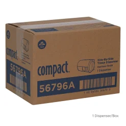 Compact 2-Roll Side-by-Side Coreless Toilet Paper Dispenser by GP PRO, Faux Stainless, (56796A)<Georgia-Pacific Discount