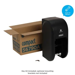 Compact® 2-Roll Vertical Coreless Toilet Paper Dispenser by GP PRO, Black (56790A)<Georgia-Pacific Best