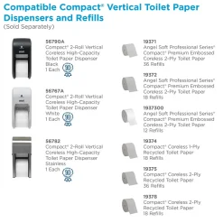 Compact 2-Roll Vertical Coreless Toilet Paper Dispenser by GP PRO, White (56767A)<Georgia-Pacific