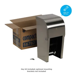 Compact 2-Roll Vertical Coreless Toilet Paper Dispenser by GP PRO, Stainless (56782)<Georgia-Pacific Clearance