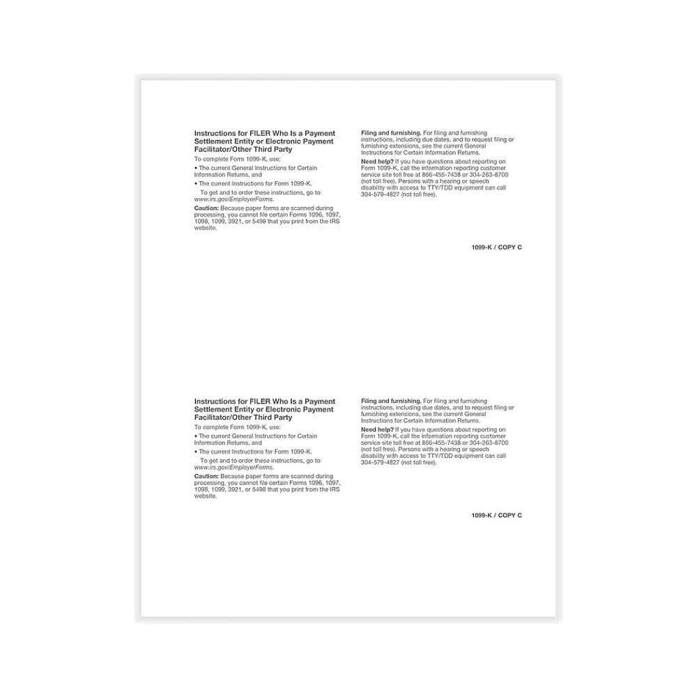 Tax Forms*ComplyRight 2024 1099 Tax Form, 2-Part, 2-Up, Copy C, 100/Pack (5327)