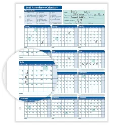 Hr Forms*ComplyRight 2025 Attendance Calendar Set, 50 Forms/Pack (A1411W16PK50)